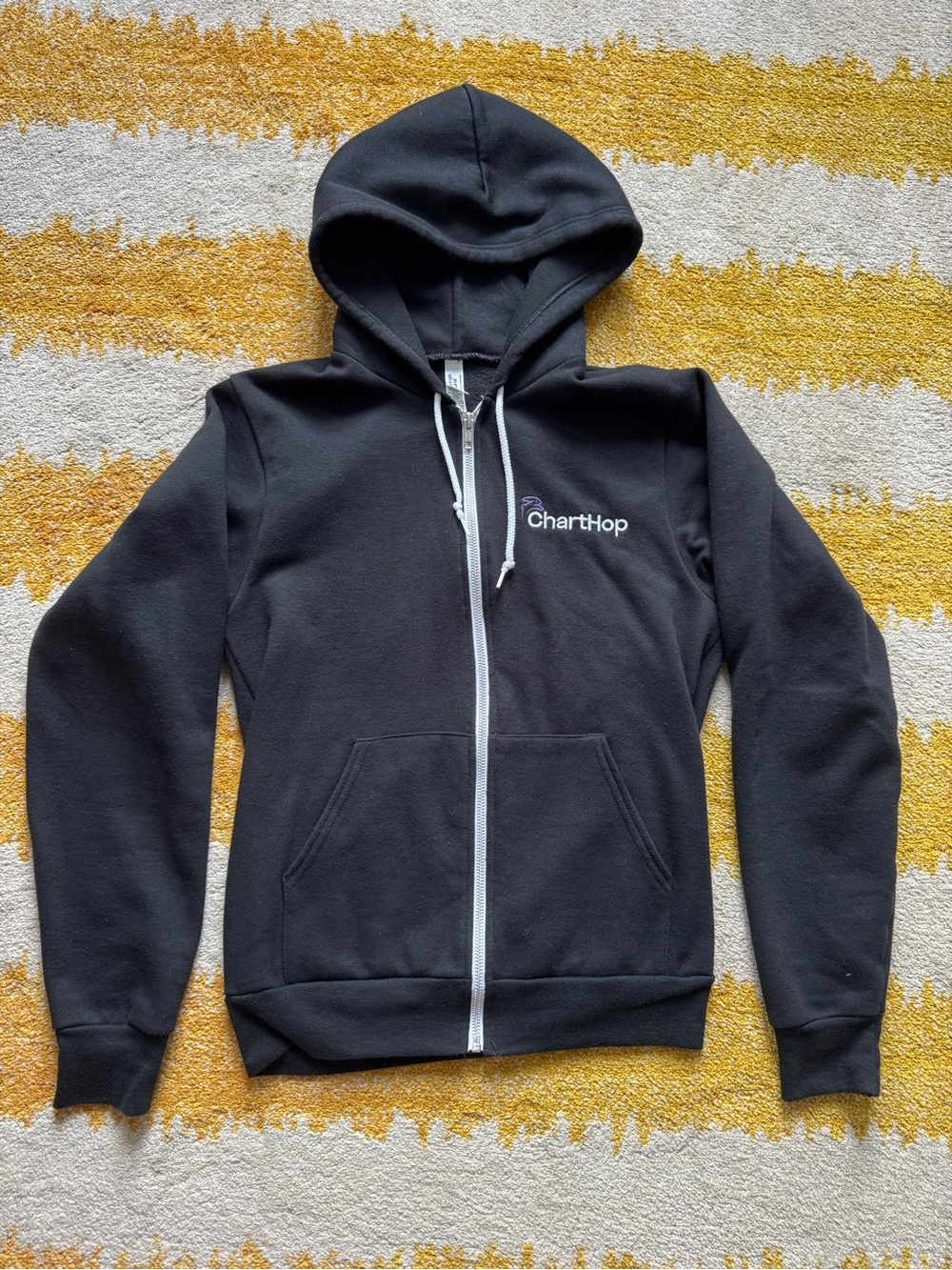 American Apparel Black Zip-Up Hoodie Sweatshirt with embroidered logo